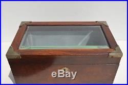 Fantastic Antique Victorian Era Bevel Glass Top Wooden Humidor Made In New York