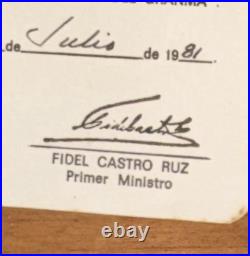 Fidel Castro Signature and Associated Gift Humidor 1981 Cigars Collectable Rare