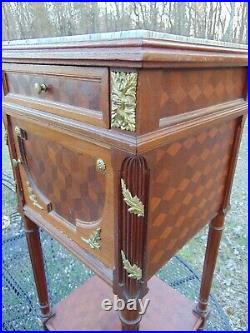 French Parquetry Bronze Ormolu Humidor Tobacco Box Side Table Stand