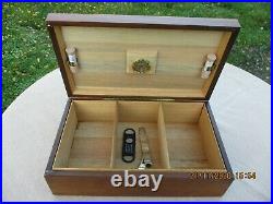 French Vintage Wood&brass Large Cigar Box&cigar Cutter Humidor Thermometer G G