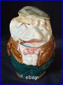 GENTLEMAN BULLDOG with CIGAR Tobacco Jar Antique Majolica Pottery Humidor c. 1890 GENTLEMAN BULLDOG with CIGAR Tobacco Jar Antique Majolica Pottery Humidor c. 1890