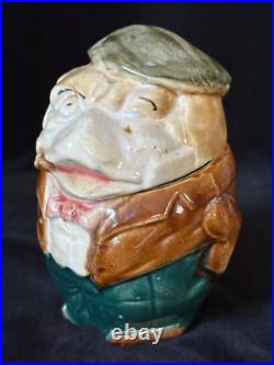 GENTLEMAN BULLDOG with CIGAR Tobacco Jar Antique Majolica Pottery Humidor c. 1890 GENTLEMAN BULLDOG with CIGAR Tobacco Jar Antique Majolica Pottery Humidor c. 1890