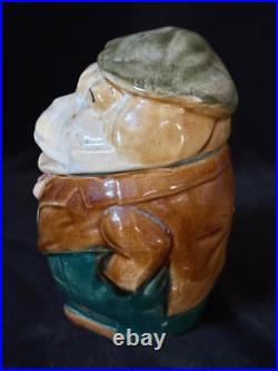 GENTLEMAN BULLDOG with CIGAR Tobacco Jar Antique Majolica Pottery Humidor c. 1890 GENTLEMAN BULLDOG with CIGAR Tobacco Jar Antique Majolica Pottery Humidor c. 1890