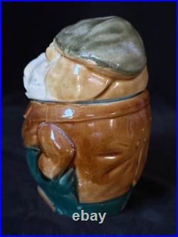 GENTLEMAN BULLDOG with CIGAR Tobacco Jar Antique Majolica Pottery Humidor c. 1890 GENTLEMAN BULLDOG with CIGAR Tobacco Jar Antique Majolica Pottery Humidor c. 1890