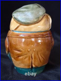 GENTLEMAN BULLDOG with CIGAR Tobacco Jar Antique Majolica Pottery Humidor c. 1890 GENTLEMAN BULLDOG with CIGAR Tobacco Jar Antique Majolica Pottery Humidor c. 1890