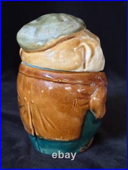 GENTLEMAN BULLDOG with CIGAR Tobacco Jar Antique Majolica Pottery Humidor c. 1890 GENTLEMAN BULLDOG with CIGAR Tobacco Jar Antique Majolica Pottery Humidor c. 1890