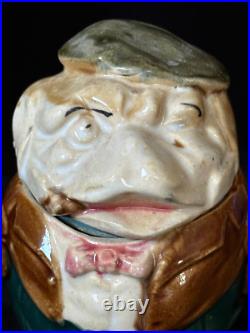 GENTLEMAN BULLDOG with CIGAR Tobacco Jar Antique Majolica Pottery Humidor c. 1890 GENTLEMAN BULLDOG with CIGAR Tobacco Jar Antique Majolica Pottery Humidor c. 1890