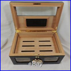 Glass Top Humidor Hydrometer by CIGAR CLASSICS Black Lacquer & Gold