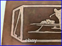 Golfer Cigar Humidor Silver Inlay on Bronze 8.5x3.5x2.5