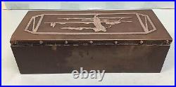Golfer Cigar Humidor Silver Inlay on Bronze 8.5x3.5x2.5