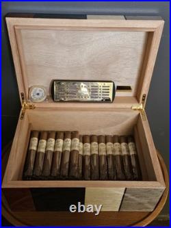 Gurkha Art Deco Patches Wood Cigar Humidor NEW / NEVER USED Spanish Cedar 40 Gurkha Art Deco Patches Wood Cigar Humidor NEW / NEVER USED Spanish Cedar 40