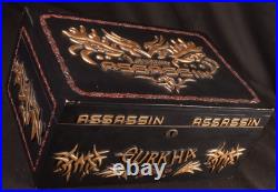 Gurkha Assassin Cigar Box Humidor Embossed Black Gold Red NO Key 14.8 Lb Cedar
