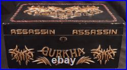 Gurkha Assassin Cigar Box Humidor Embossed Black Gold Red NO Key 14.8 Lb Cedar