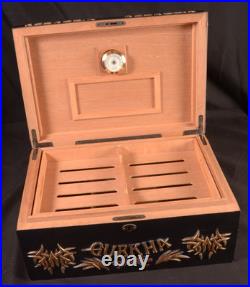 Gurkha Assassin Cigar Box Humidor Embossed Black Gold Red NO Key 14.8 Lb Cedar
