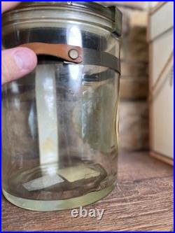 H. Upmann 1844 Vintage Cameroon Cigar Jar Humidor Glass Lid Strap Handle Box
