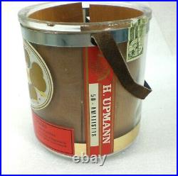 H. Upmann Cigar Glass Humidor Cedar Lined Store Display Leather Strap Habana Jar
