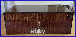 HANDSOME Vintage Large Brebbia Humidor Cigar Case Box Made In Italy Burl