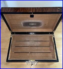 HANDSOME Vintage Large Brebbia Humidor Cigar Case Box Made In Italy Burl