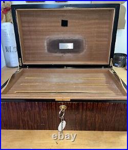 HANDSOME Vintage Large Brebbia Humidor Cigar Case Box Made In Italy Burl