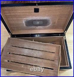 HANDSOME Vintage Large Brebbia Humidor Cigar Case Box Made In Italy Burl