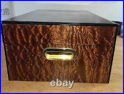 HANDSOME Vintage Large Brebbia Humidor Cigar Case Box Made In Italy Burl