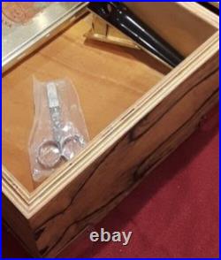 Hand Crafted Vintage Hardwood Veneer Humidor/Cigar Box w Brass Trim/Accessories Hand Crafted Vintage Hardwood Veneer Humidor/Cigar Box w Brass Trim/Accessories