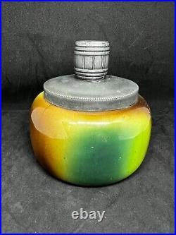 Handel Ware Glass-Tobacco Humidor Or Jar/Mallard Ducks With A Pewter Barrel Lid