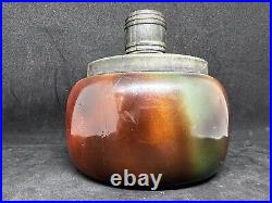 Handel Ware Glass-Tobacco Humidor Or Jar/Moose Head-With A Pewter Barrel Lid