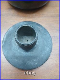 Handel Ware Glass-Tobacco Humidor Or Jar/Moose Head-With A Pewter Barrel Lid