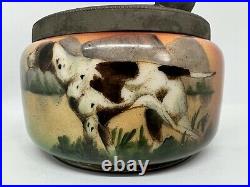 Handel Ware Glass-Tobacco Humidor Or Jar Of A Pointer Dog With Pewter Pipe Lid