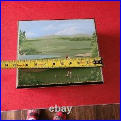 Handpainted Cigar Humidor Golf Scene Cherry And Cedar gift for dad