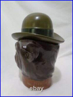 Handsome Xonex Hand Painted Smoking Bulldog With Hat Figural Tobacco Humidor Jar