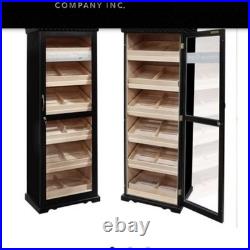 Havana Bay Humidor Display Cabinet Black Etched Glass Shelves 1000 Count