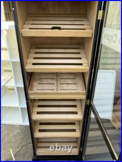 Havana Bay Humidor Display Cabinet Black Etched Glass Shelves 1000 Count