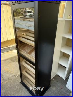 Havana Bay Humidor Display Cabinet Black Etched Glass Shelves 1000 Count