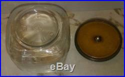 Hazel Atlas Glass Jar Humidor Canister with Copper Lid on Swinging Metal Stand VTG