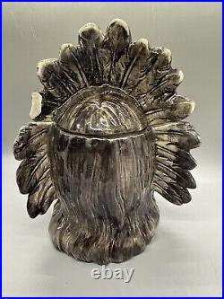 Headdress Indian Chief Native American Cigar Humidor Tobacco Jar 6x8x5