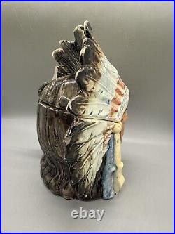 Headdress Indian Chief Native American Cigar Humidor Tobacco Jar 6x8x5