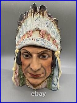 Headdress Indian Chief Native American Cigar Humidor Tobacco Jar 6x8x5