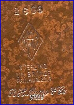 Heinz Humidor Sterling & Bronze R H Macy & Co. Golfer Motif 6 1/4 H x 6 3/4 W