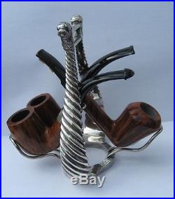 Hermès Pipe Holder silverplate for three Dunhill or other Pipes 60s very rare
