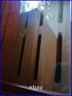 High Gloss Beveled Glass Top Unique Inlay Design Cigar Humidor Holds Up to 100
