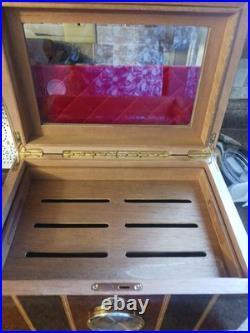 High Gloss Beveled Glass Top Unique Inlay Design Cigar Humidor Holds Up to 100