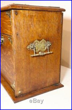 High quality antique handmade wood brass cigar tobacco humidor box case stand
