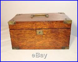 High quality antique handmade wood brass cigar tobacco humidor holder box case