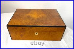 High quality handmade Italian Caminetto burl wood veneer brass cigar humidor box