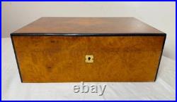 High quality handmade Italian Caminetto burl wood veneer brass cigar humidor box