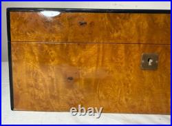 High quality handmade Italian Caminetto burl wood veneer brass cigar humidor box