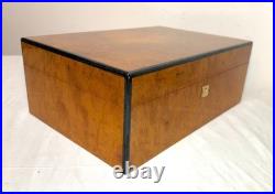 High quality handmade Italian Caminetto burl wood veneer brass cigar humidor box