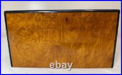High quality handmade Italian Caminetto burl wood veneer brass cigar humidor box